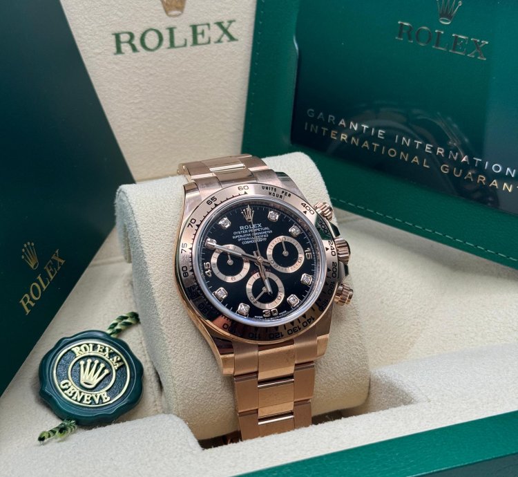Rolex Daytona New 2022 Black Diamond Dial Rose Gold Daytona Chronograph Oyster Bracelet