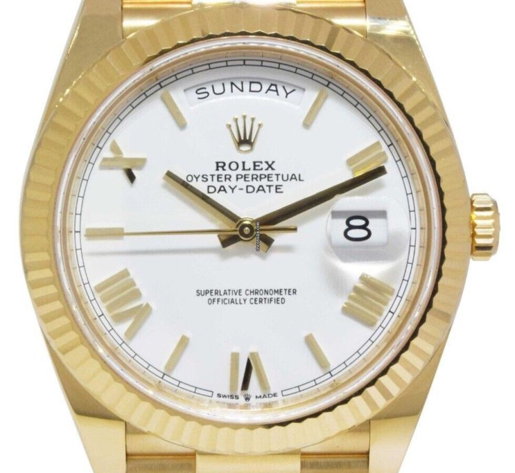 Rolex Day-date 40 Nos Rolex Day-date 40 President 18k Yellow Gold White Dial Watch 21 228238