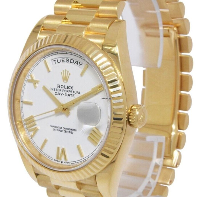 Rolex Day-date 40 Nos Rolex Day-date 40 President 18k Yellow Gold White Dial Watch 21 228238
