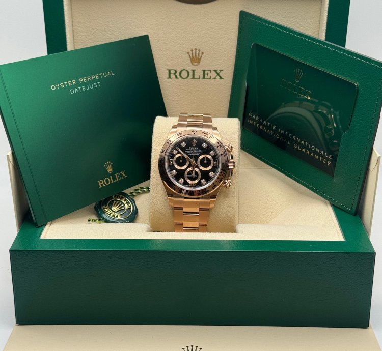 Rolex Daytona New 2022 Black Diamond Dial Rose Gold Daytona Chronograph Oyster Bracelet