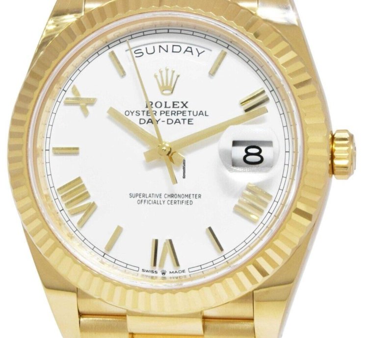Rolex Day-date 40 Nos Rolex Day-date 40 President 18k Yellow Gold White Dial Watch 21 228238