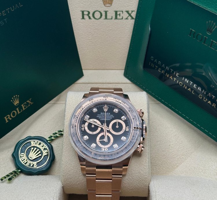 Rolex Daytona New 2022 Black Diamond Dial Rose Gold Daytona Chronograph Oyster Bracelet