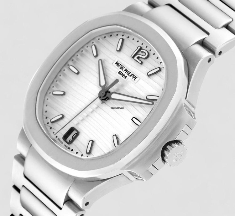 Patek Philippe Nautilus Ladies Stainless Steel Silver Opaline