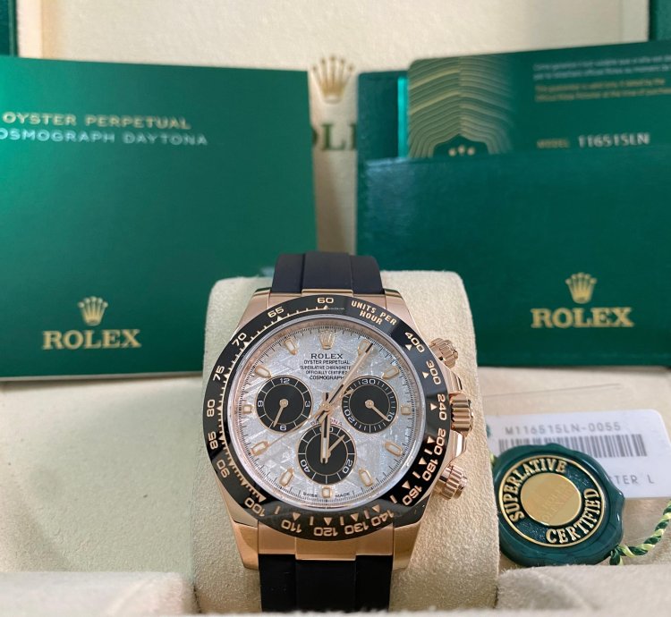 Rolex Daytona New 2022 Unworn Cosmograph Daytona Rose Gold Meteorite Dial 116515ln Full Set
