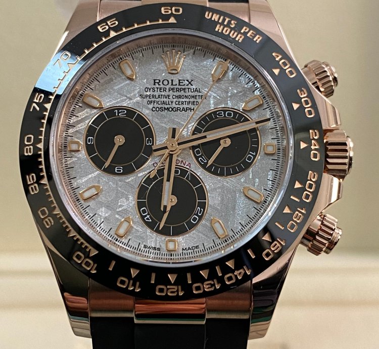 Rolex Daytona New 2022 Unworn Cosmograph Daytona Rose Gold Meteorite Dial 116515ln Full Set