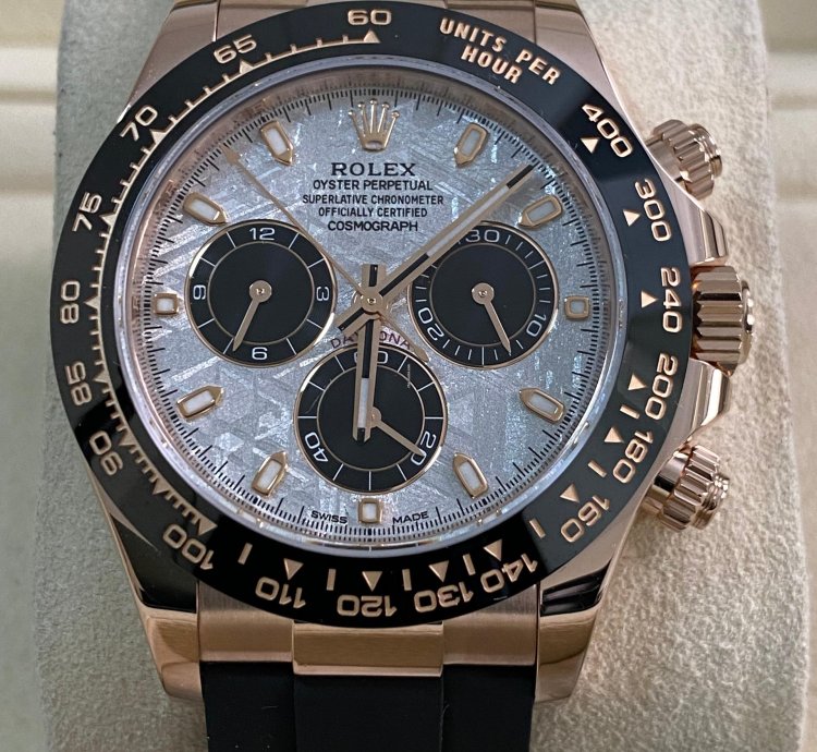 Rolex Daytona New 2022 Unworn Cosmograph Daytona Rose Gold Meteorite Dial 116515ln Full Set