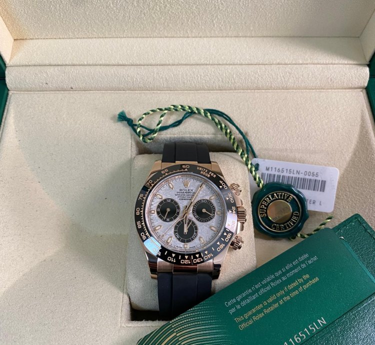 Rolex Daytona New 2022 Unworn Cosmograph Daytona Rose Gold Meteorite Dial 116515ln Full Set