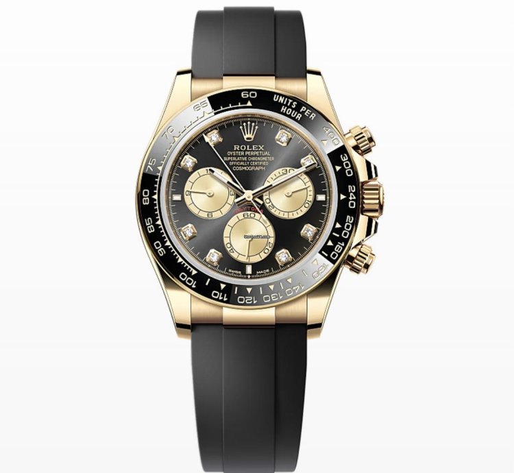 Rolex Daytona New 2024 Black Diamond Dial Yellow Gold Case Ceramic Bezel Oysterflex Strap