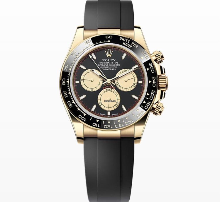 Rolex Daytona New 2024 Black Paul Newman Dial Yellow Gold Case Ceramic Bezel Oysterflex Strap