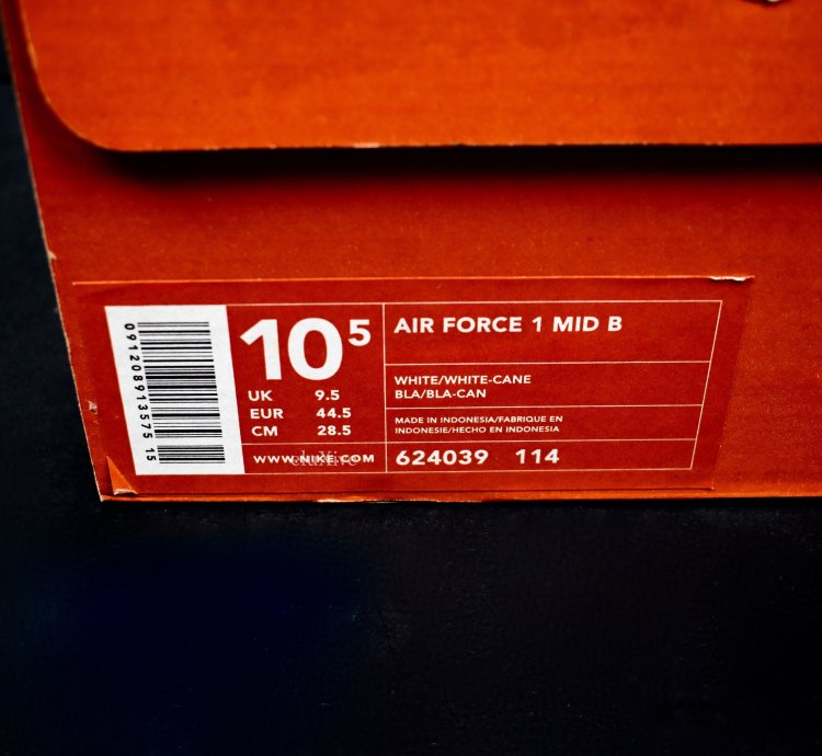 2002 Air Force 1 Mid White Cane Contrast Stitch Ds