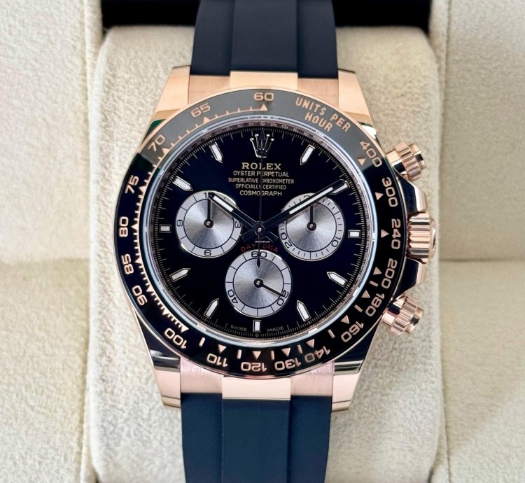 Rolex Daytona New 2024 Cosmograph Daytona 40mm 126515ln Rose Gold Oysterflex Black Dial