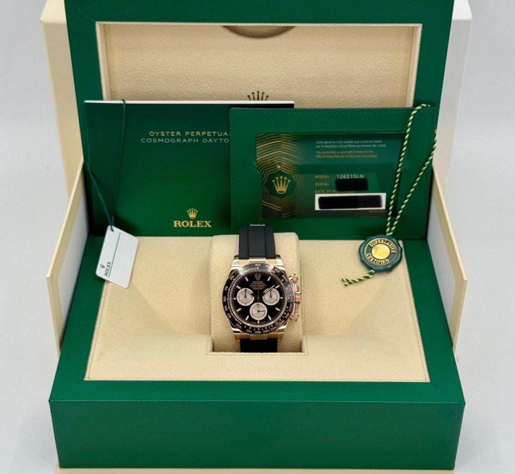 Rolex Daytona New 2024 Cosmograph Daytona 40mm 126515ln Rose Gold Oysterflex Black Dial
