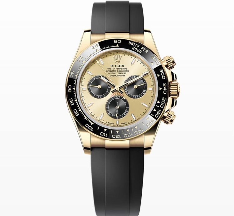 Rolex Daytona New 2024 Pikachuyml Champagne Dial Yellow Gold Case Ceramic Bezel Oysterflex Strap