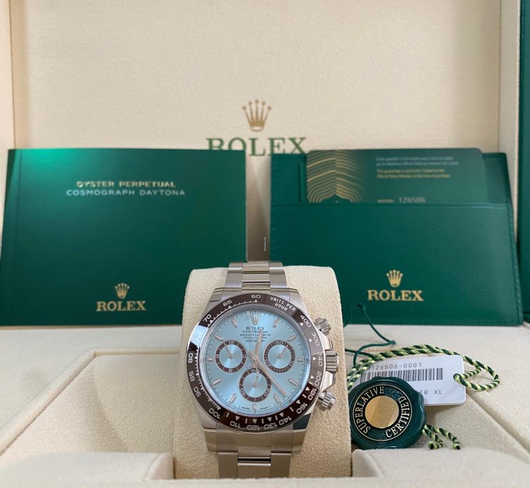 Rolex Daytona New 2024 Unworn Cosmograph Daytona Platinum Ice Blue Dial 126506 Full Set
