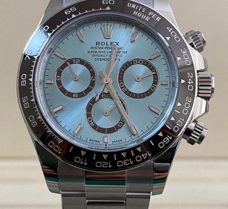 Rolex Daytona New 2024 Unworn Cosmograph Daytona Platinum Ice Blue Dial 126506 Full Set