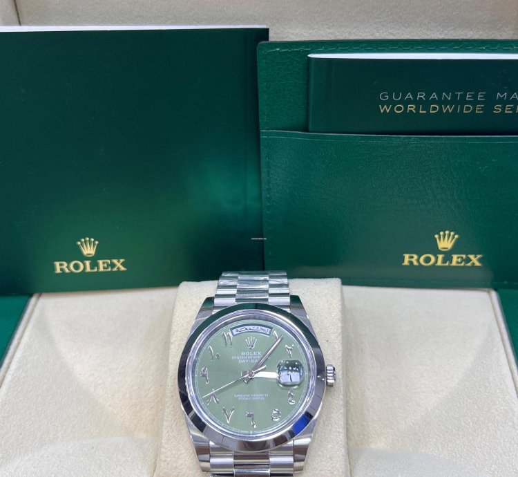 Rolex Day-date 40 Olive Green Dial Arabic Numerals Full Platinum