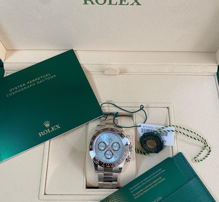 Rolex Daytona New 2024 Unworn Cosmograph Daytona Platinum Ice Blue Dial 126506 Full Set