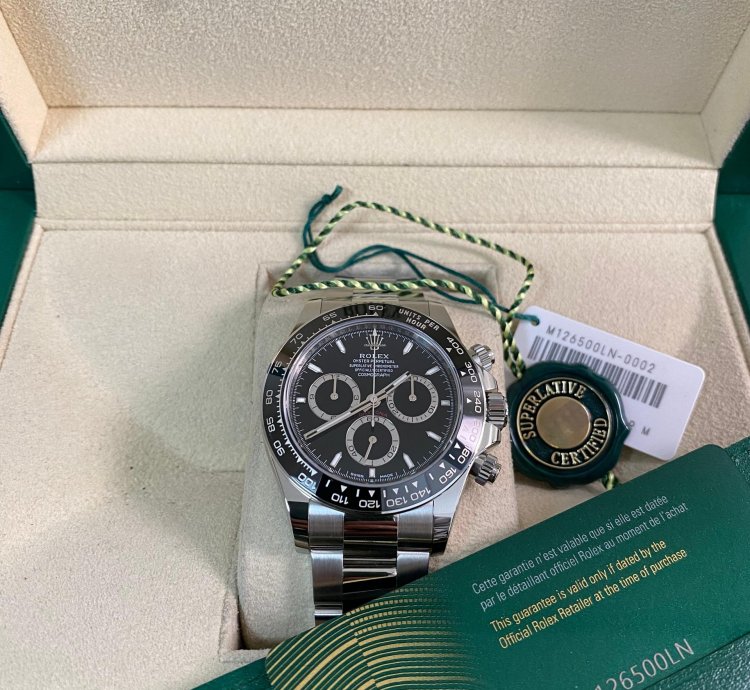 Rolex Daytona New 2024 Unworn Cosmograph Daytona Steel Black Dial 126500ln Full Set