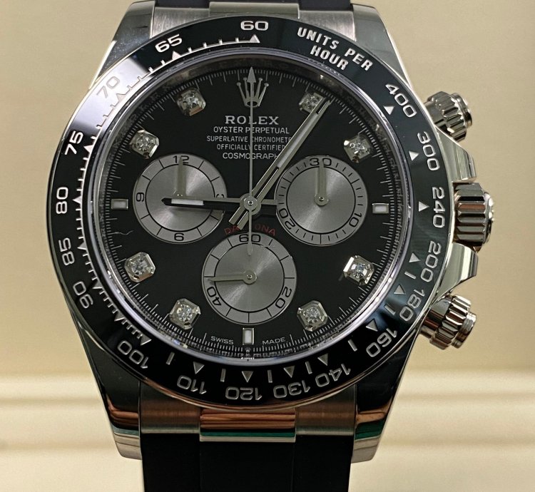 Rolex Daytona New 2024 Unworn Cosmograph Daytona White Gold Black Diamond Dial 126519ln Full Set