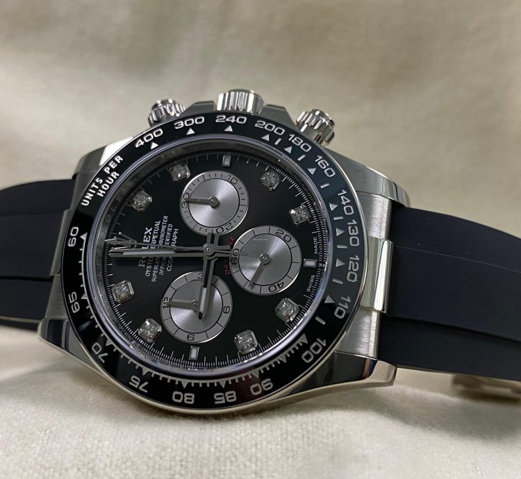 Rolex Daytona New 2024 Unworn Cosmograph Daytona White Gold Black Diamond Dial 126519ln Full Set