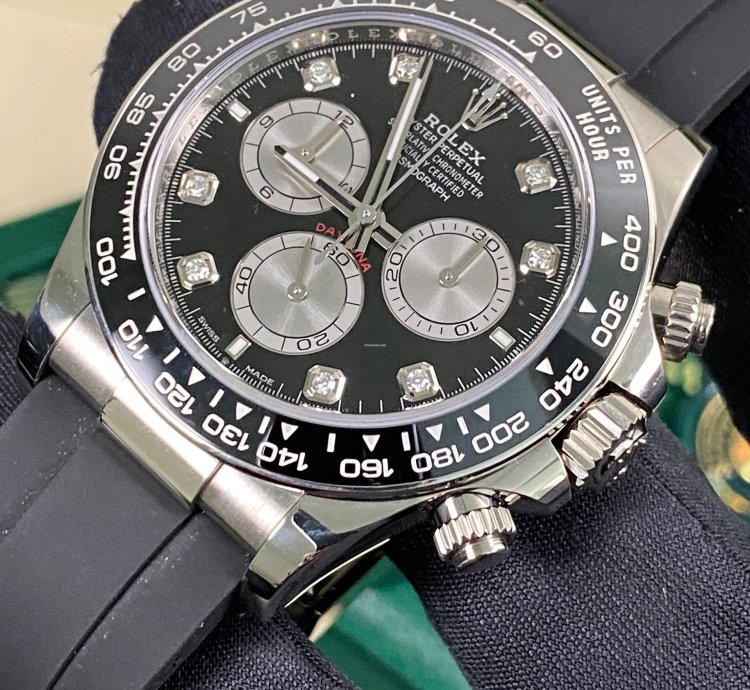 Rolex Daytona New 2024 Unworn Cosmograph Daytona White Gold Black Diamond Dial 126519ln Full Set