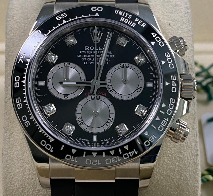 Rolex Daytona New 2024 Unworn Cosmograph Daytona White Gold Black Diamond Dial 126519ln Full Set