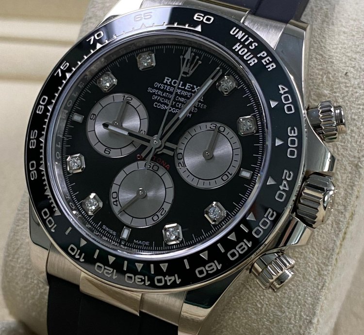 Rolex Daytona New 2024 Unworn Cosmograph Daytona White Gold Black Diamond Dial 126519ln Full Set