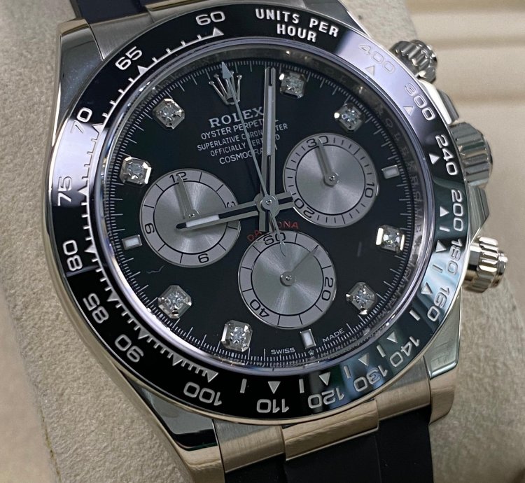 Rolex Daytona New 2024 Unworn Cosmograph Daytona White Gold Black Diamond Dial 126519ln Full Set