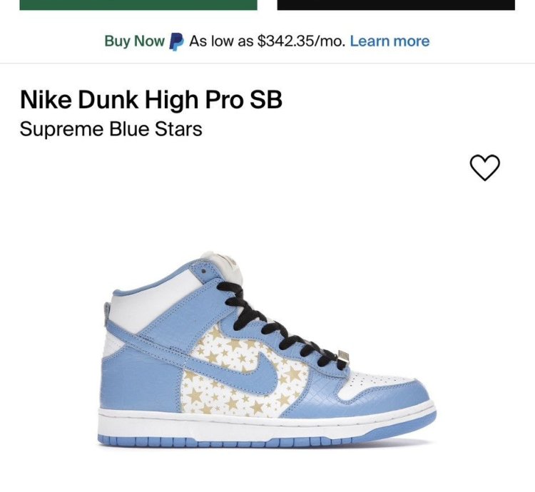 2003 Supreme Nike Sb Dunk High Blue Stars Size 9 307385141