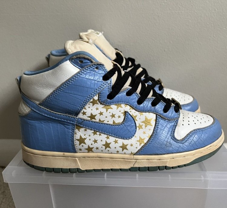 2003 Supreme Nike Sb Dunk High Blue Stars Size 9 307385141
