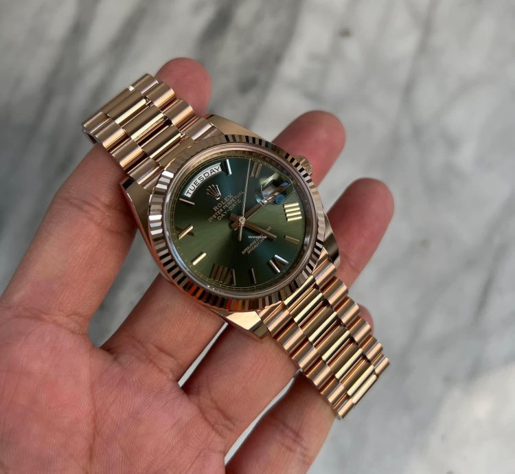 Rolex Day-date 40 Olive Roman 18k Rose Gold Bnib 2024