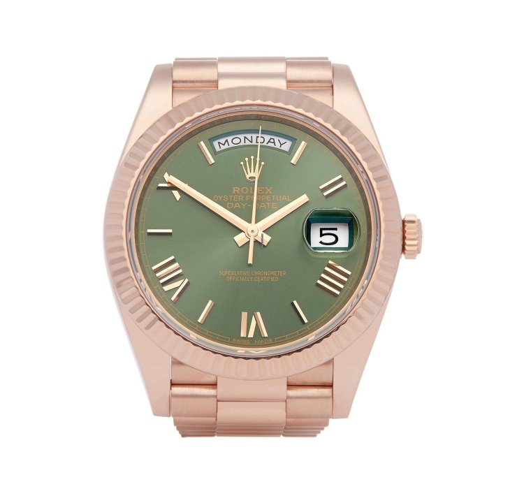 Rolex Day-date 40 Olive Unworn With Some Stickers 18k Rose Gold 228235 - Ats-w007814