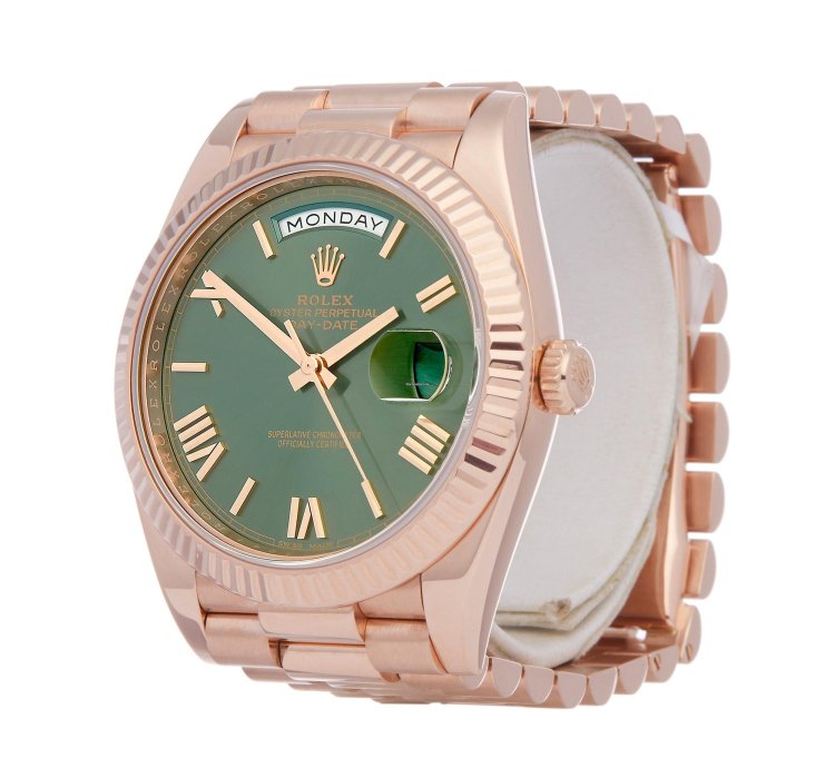 Rolex Day-date 40 Olive Unworn With Some Stickers 18k Rose Gold 228235 - Ats-w007814