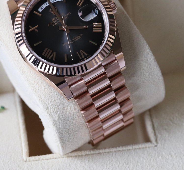 Rolex Day-date 40 Ombre Slate Gradient Black 18k Everose Gold Roman 2024 Rolex Release Complete