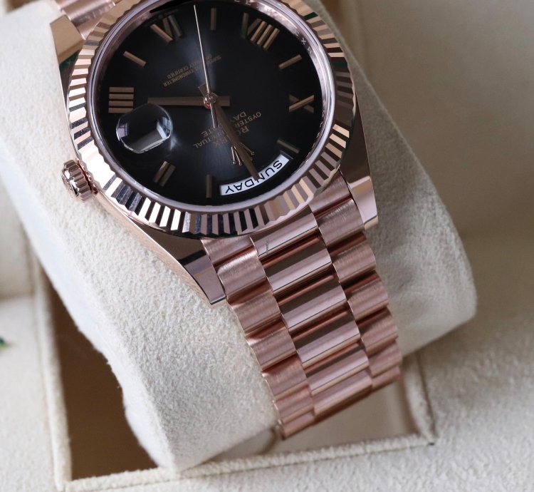 Rolex Day-date 40 Ombre Slate Gradient Black 18k Everose Gold Roman 2024 Rolex Release Complete