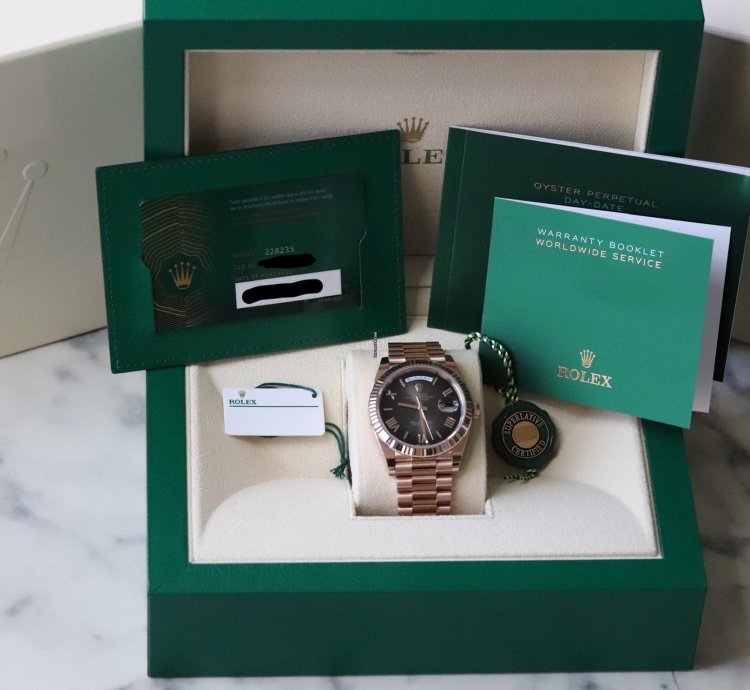 Rolex Day-date 40 Ombre Slate Gradient Black 18k Everose Gold Roman 2024 Rolex Release Complete