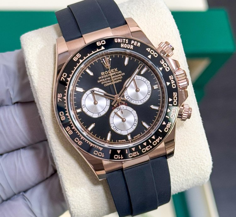 Rolex Daytona New 2025 126515ln Black Rose Gold Oysterflex 40 Mm