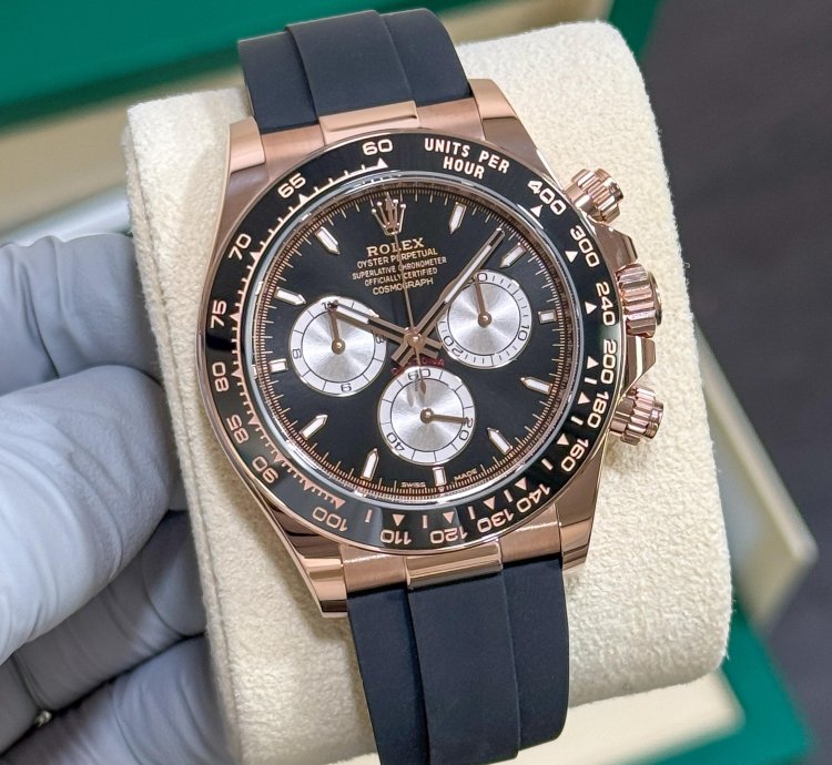 Rolex Daytona New 2025 126515ln Black Rose Gold Oysterflex 40 Mm