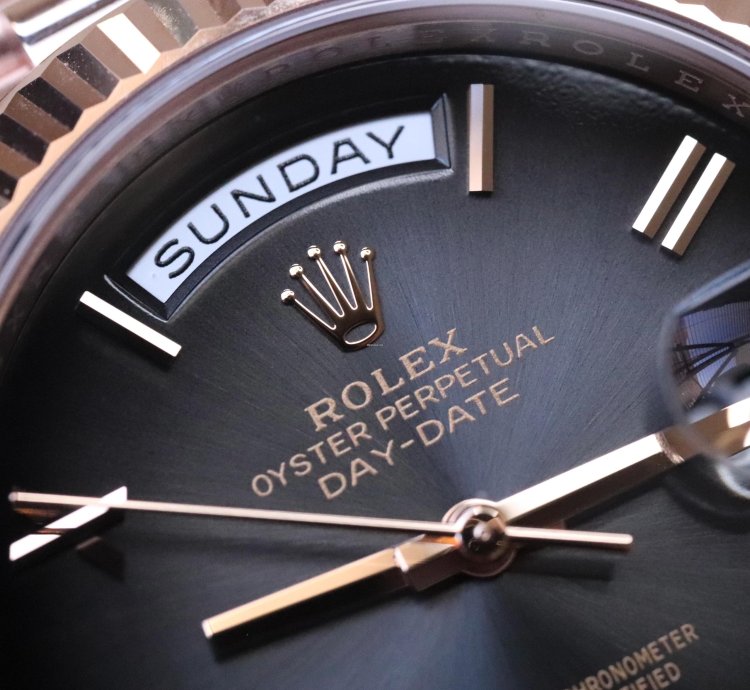 Rolex Day-date 40 Ombre Slate Gradient Black 18k Everose Gold Roman 2024 Rolex Release Complete
