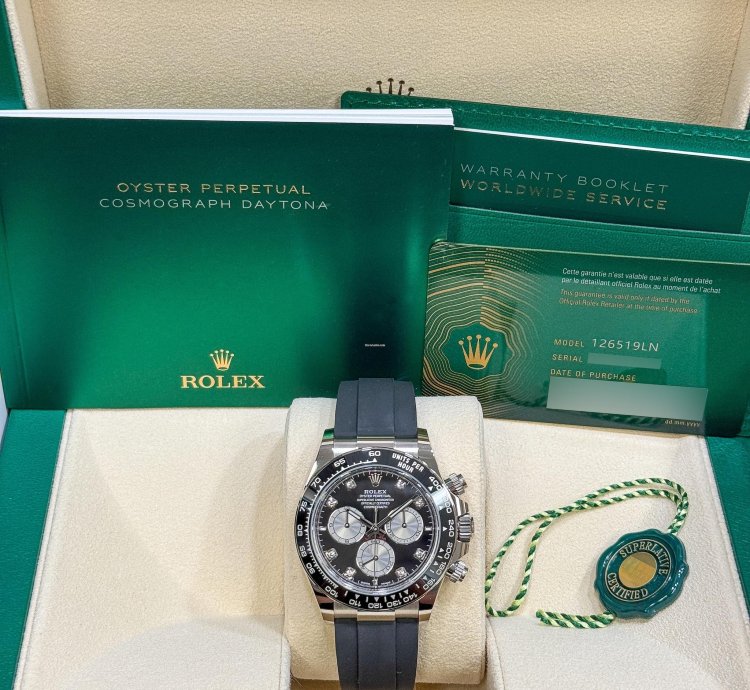Rolex Daytona New 2025 126519ln Black Diamonds White Gold Oysterflex 40 Mm