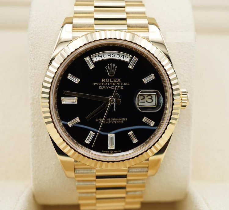 Rolex Day-date 40 Onyx Baguette Neu 2024 Full Set