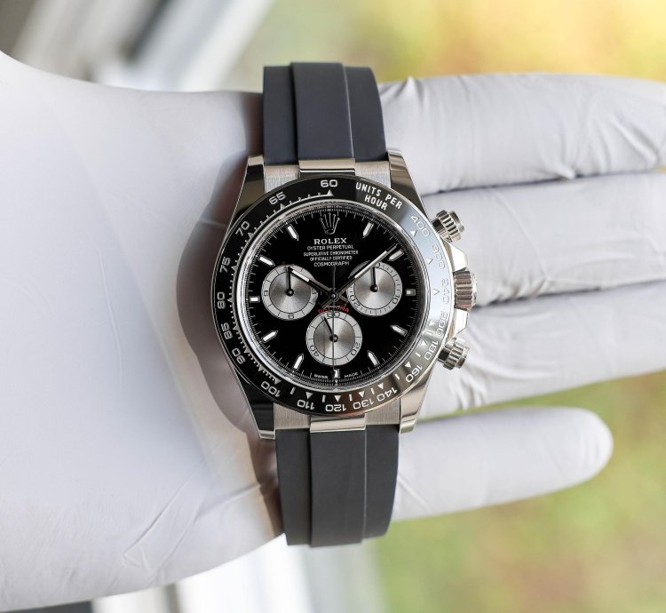 Rolex Daytona New 2025 126519ln Black White Gold Oysterflex 40 Mm