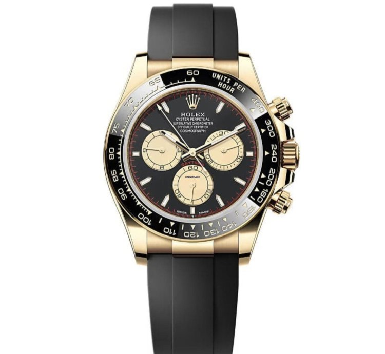 Rolex Daytona New 2025 Black Paul Newman Dial Yellow Gold Case Ceramic Bezel Oysterflex Strap