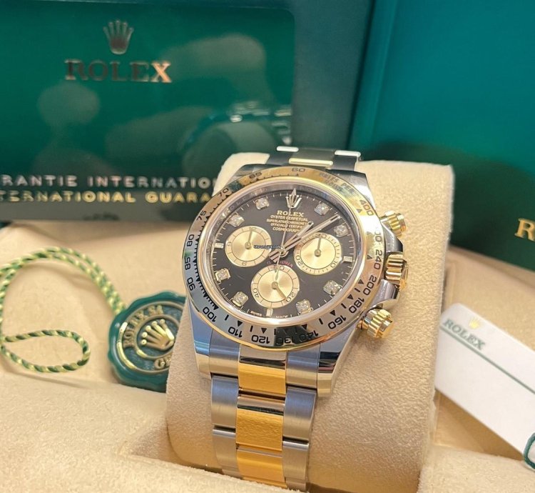 Rolex Daytona New 2025 Bright Black Golden 8 Diamonds Dial 126503