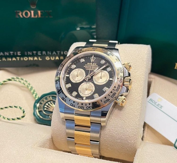 Rolex Daytona New 2025 Bright Black Golden 8 Diamonds Dial 126503