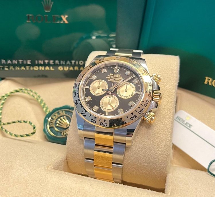 Rolex Daytona New 2025 Bright Black Golden 8 Diamonds Dial 126503