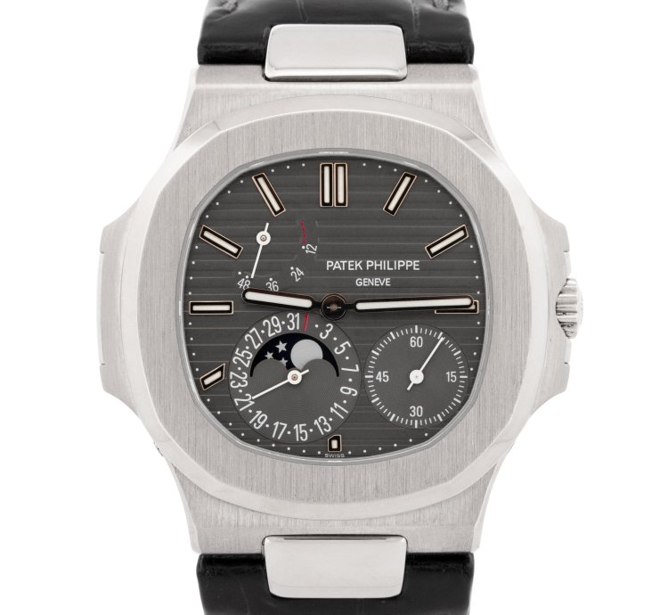 Patek Philippe Nautilus Papers Nautilus Gray Moon Phase 18k White Gold 5712g-001 Box