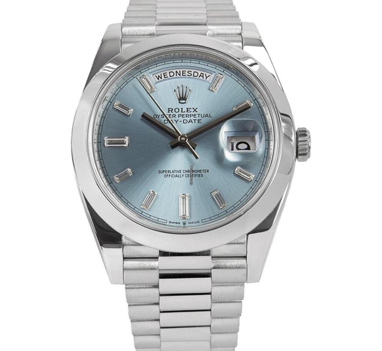 Rolex Day-date 40 Oyster Perpetual Day-date 40 Platinum Factory Baguette Diamonds 228206