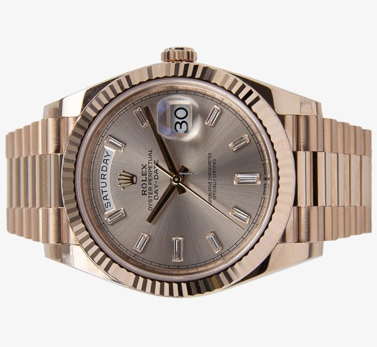 Rolex Day-date 40 Oyster Perpetual Day-date 40 Sundust Factory Baguette Diamonds 18kt Everose Gold 228235