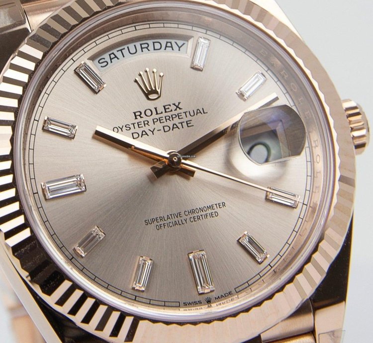 Rolex Day-date 40 Oyster Perpetual Day-date 40 Sundust Factory Baguette Diamonds 18kt Everose Gold 228235